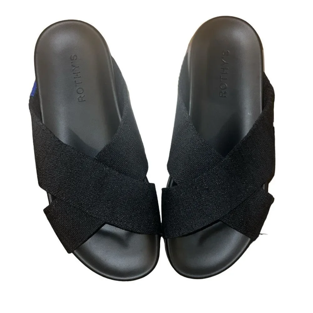 ✨Rothy’s The Weekend Black Sz 8 Slides✨